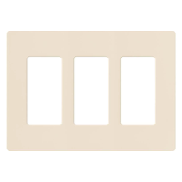 Product image for Lutron CW-3-LA 3-Gang Light Almond Polycarbonate Standard 3 Dimmer Designer Wallplate