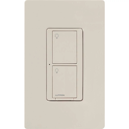 Lutron PD-5WS-DV-LA 120/277 VAC 5 Amp 1-Pole 2-Button Light Almond Radio Frequency Switch