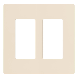 Product image for Lutron CW-2-LA 2-Gang Light Almond Polycarbonate Standard 2-Dimmer Designer Wallplate