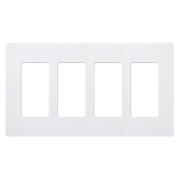 Product image for Lutron CW-4-WH 4-Gang White Stainless Steel Standard 4 Dimmer Designer Wallplate