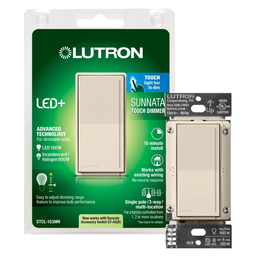 Product image for Lutron STCL-153M-LA Sunnata LED+ Touch Dimmer, Multi Location, Light Almond
