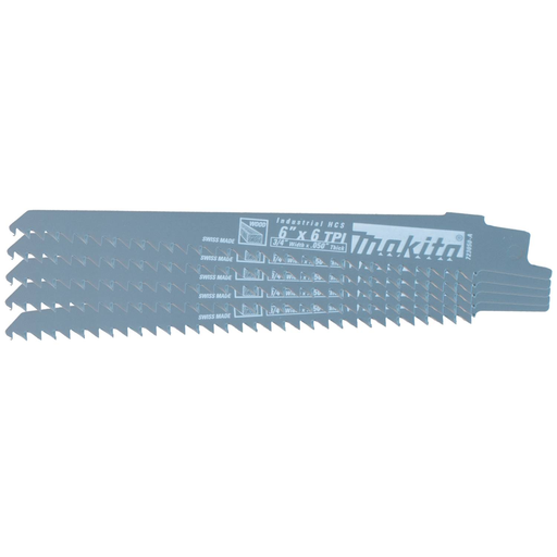 6" Wood Cutting Recipro Saw Blade, 6TPI, 5/pk