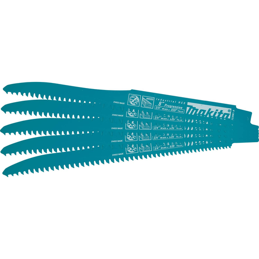 8" Wood Cutting Recipro Saw Blade, Progressive, 5/pk