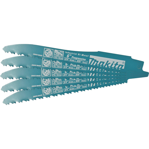 6" Recipro Saw Blade, Progressive, 5/pk