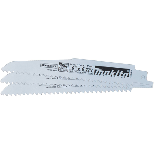 6" Demolition Recipro Saw Blade, 6TPI, 3/pk
