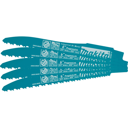 6" Recipro Saw Blade, Progressive, 5/pk