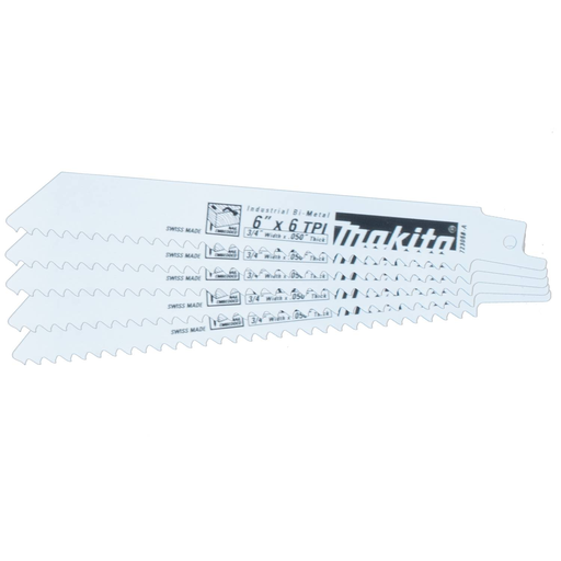 6" Wood Cutting Recipro Saw Blade, 6TPI, 5/pk