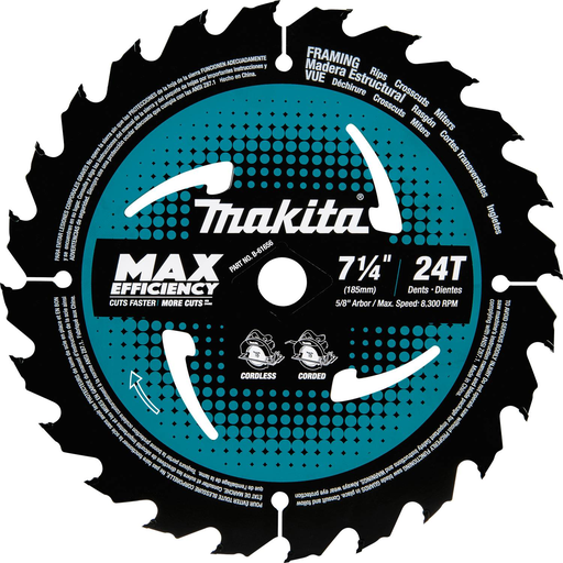7-1/4" 24T Carbide-Tipped Max Efficiency Circular Saw Blade, Framing