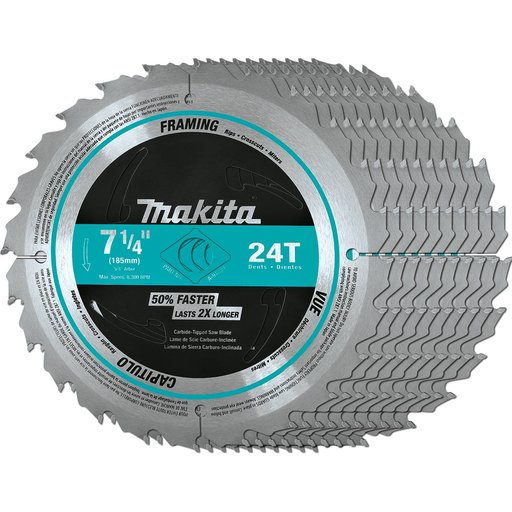 7-1/4" 24T Carbide-Tipped Circular Saw Blade, Framing, 10/pk
