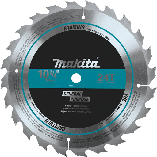 10-1/4" 24T Carbide-Tipped Circular Saw Blade, Framing