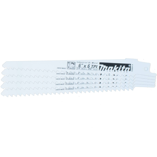 6" Wood Cutting Recipro Saw Blade, 6TPI, 5/pk