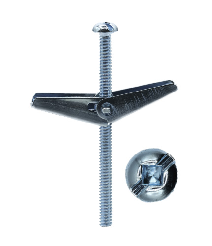 Product image for Cully 58149J 1/8 (6-32) x 3" Toggle Bolts and Wings, Mushroom Head, Phillips/Slotted, Zinc