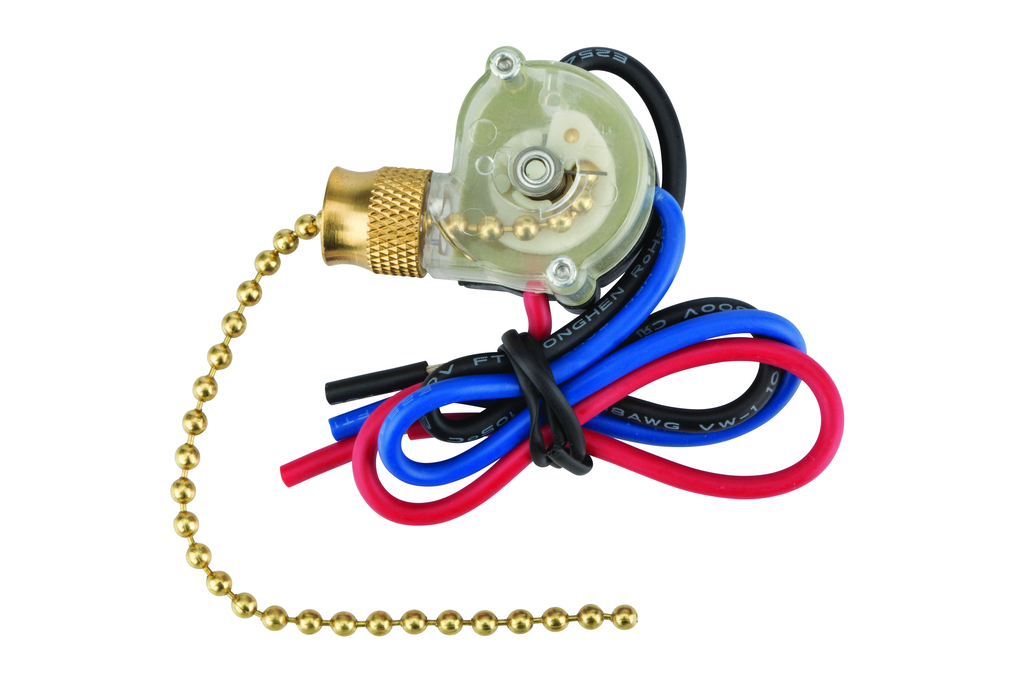 Product image for NSI 75110CW 6 Amp at 125 VAC 3 Amp at 250 VAC Brass Way/2-Circuit SP3T Pull Chain Switch with Cord
