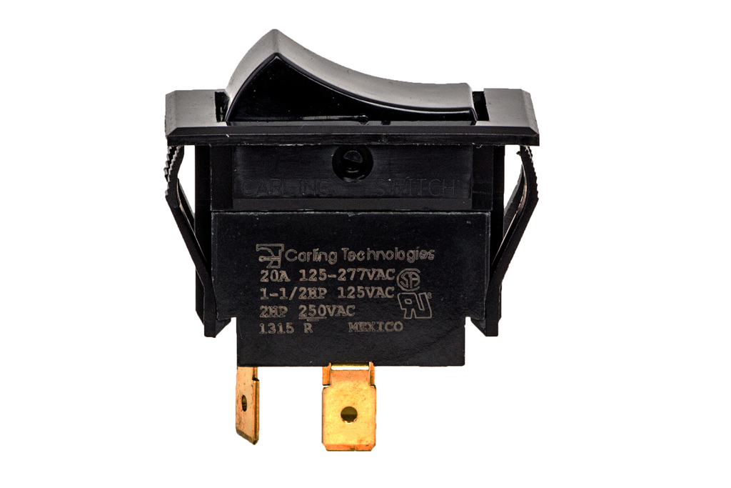 Product image for NSI 77010RQ 20 Amp at 125 VAC 10 Amp at 250 VAC Black Thermoplastic On-Off DPST Maintained Non-Lighted Rocker Switch
