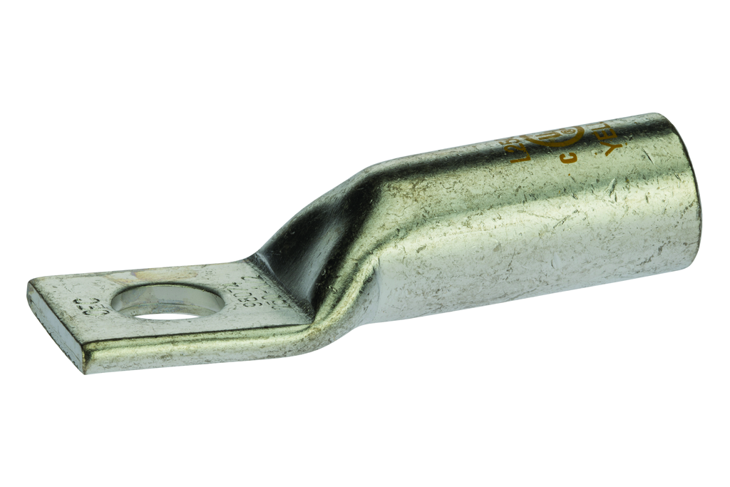 Product image for NSI L25048 1/2 Inch 250 MCM Yellow Copper Long Barrel 1-Hole Compression Lug