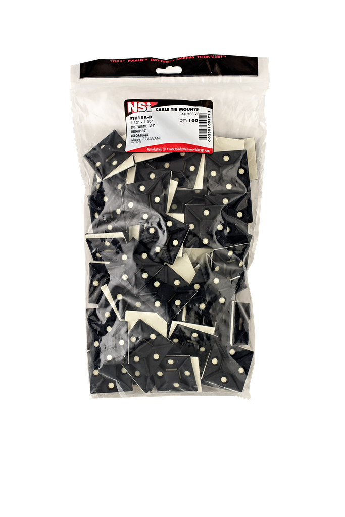 Product image for NSI FTH15A-B Adhesive Tie Mount, Black