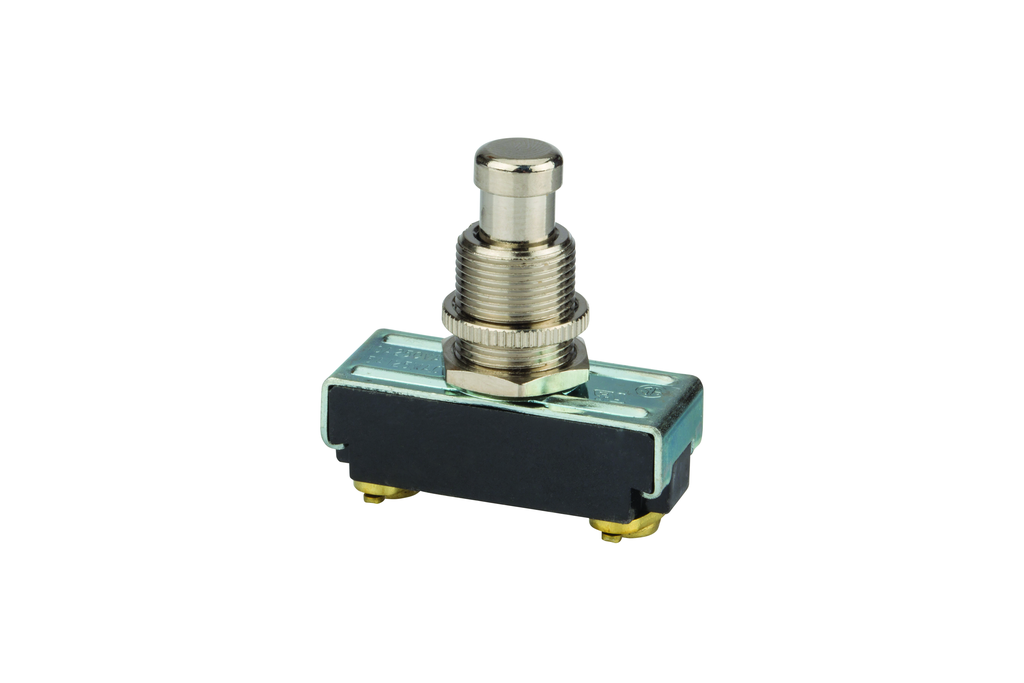 Product image for NSI 76070PS 15 Amp at 125 VAC 10 Amp at 250 VAC Brass/Nickel Off SPST NO Momentary Push Button Switch
