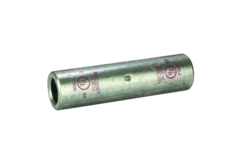 Product image for NSI ASC500T 500 MCM Pink Tinned Aluminum Standard Barrel 2-Conductor Dual Rated Compression Splice