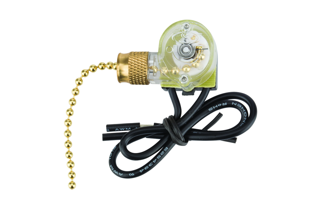 Product image for NSI 75101CW 6 Amp at 125 VAC 3 Amp at 250 VAC Brass On-Off SPST Pull Chain Switch with Cord