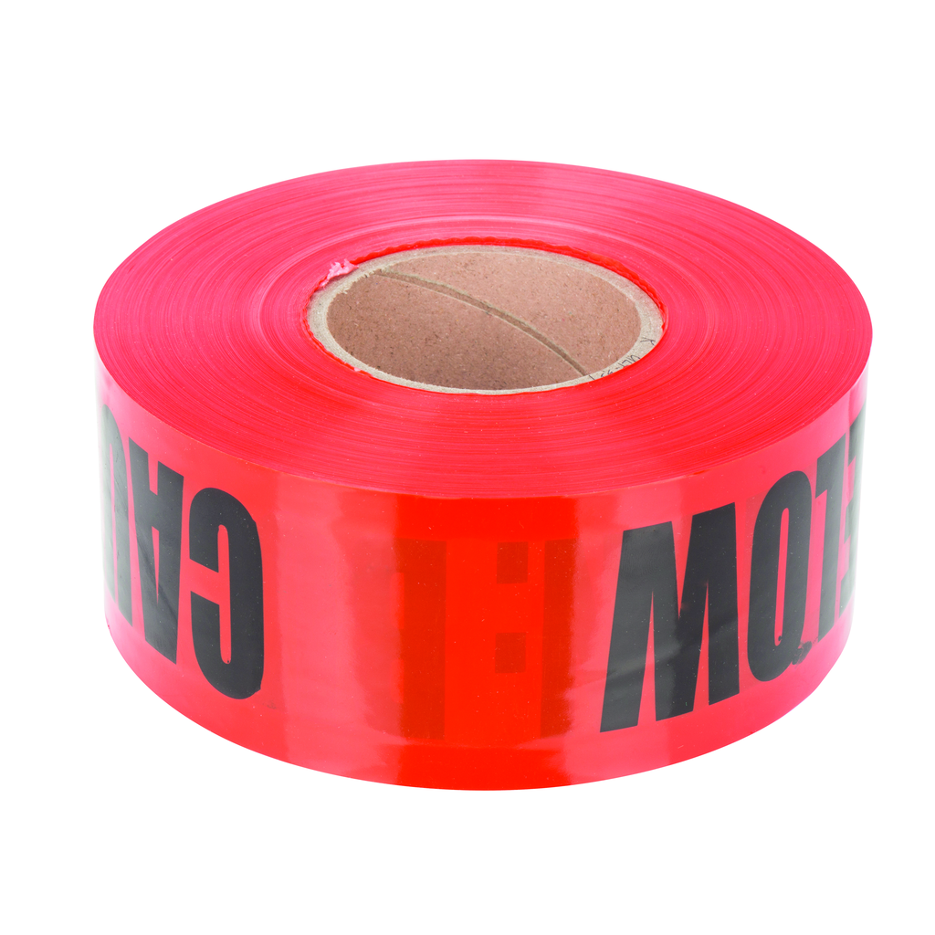 Product image for NSI ULT-327 1000 Foot x 3 Inch Red Caution Buried Electric Line Below Legend Underground Line Tape