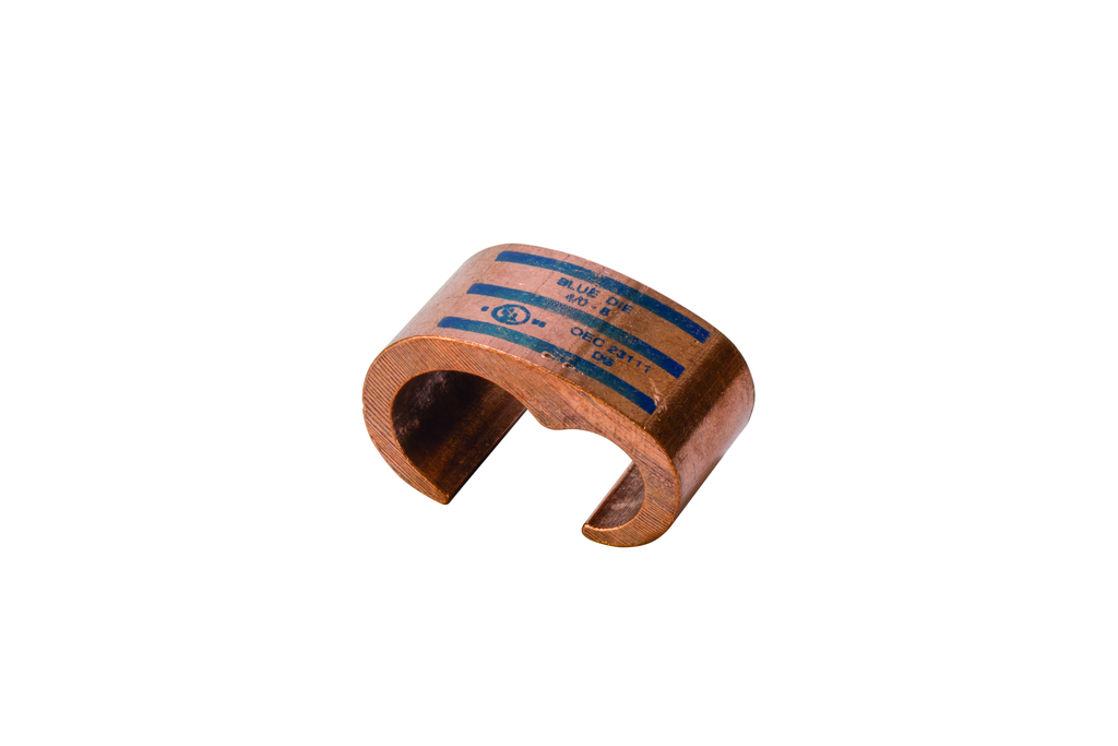 Product image for NSI CTH-111 1 to 1/4 AWG Wire Size Main Blue 25-Pack Copper Compression Connector C-Tap