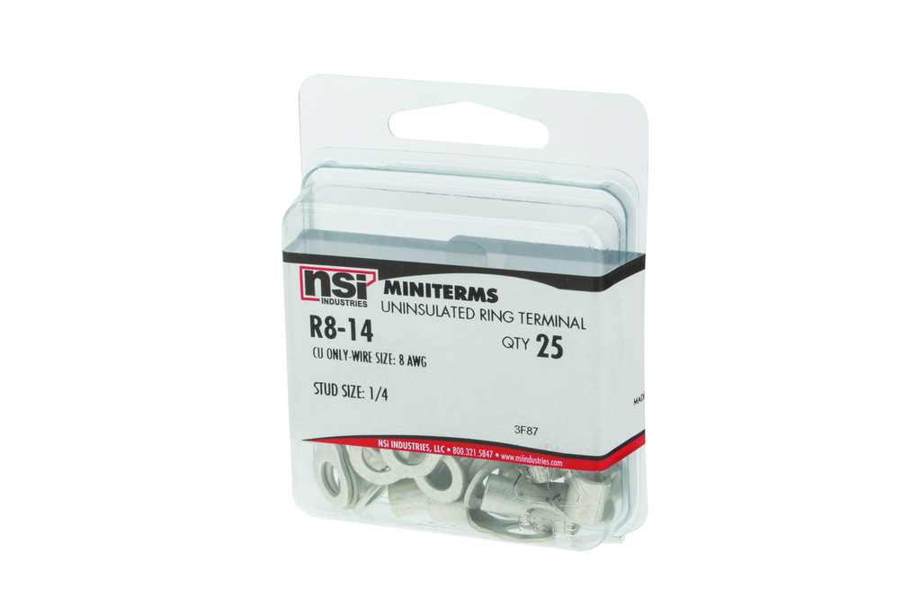 Product image for NSI R8-14 #8 Bare Ring 1/4" Stud
