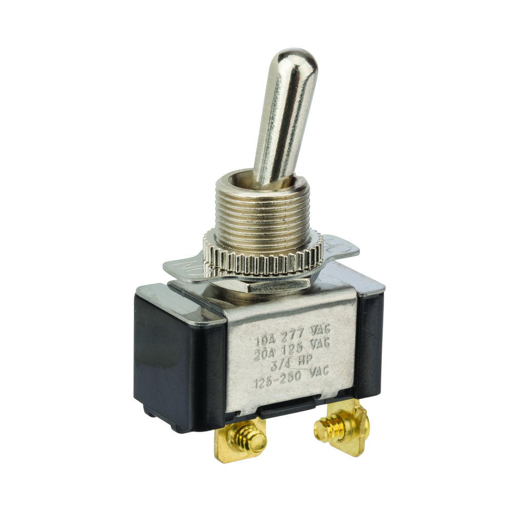Product image for NSI 78210TS 20 Amp at 125 VAC 10 Amp at 250 VAC Brass/Nickel On-Off SPST Maintained Bat Toggle Switch