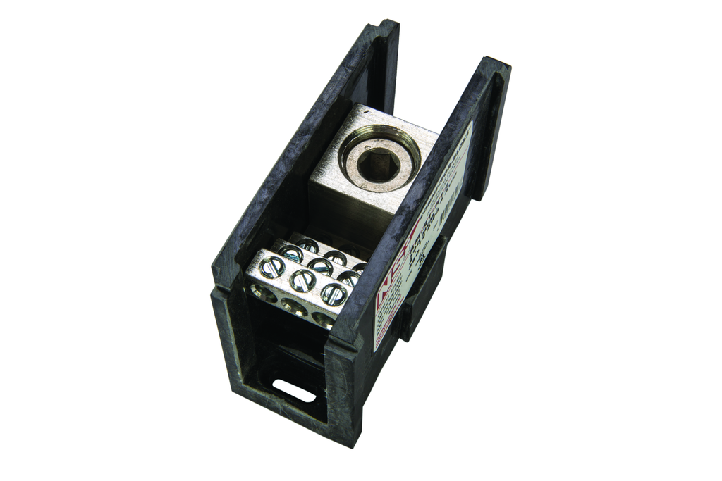 Product image for NSI AM-R1-H12 4 AWG to 500 MCM Line 14 to 4 AWG Load 13-Terminal Black Aluminum Single Primary Power Distribution Block
