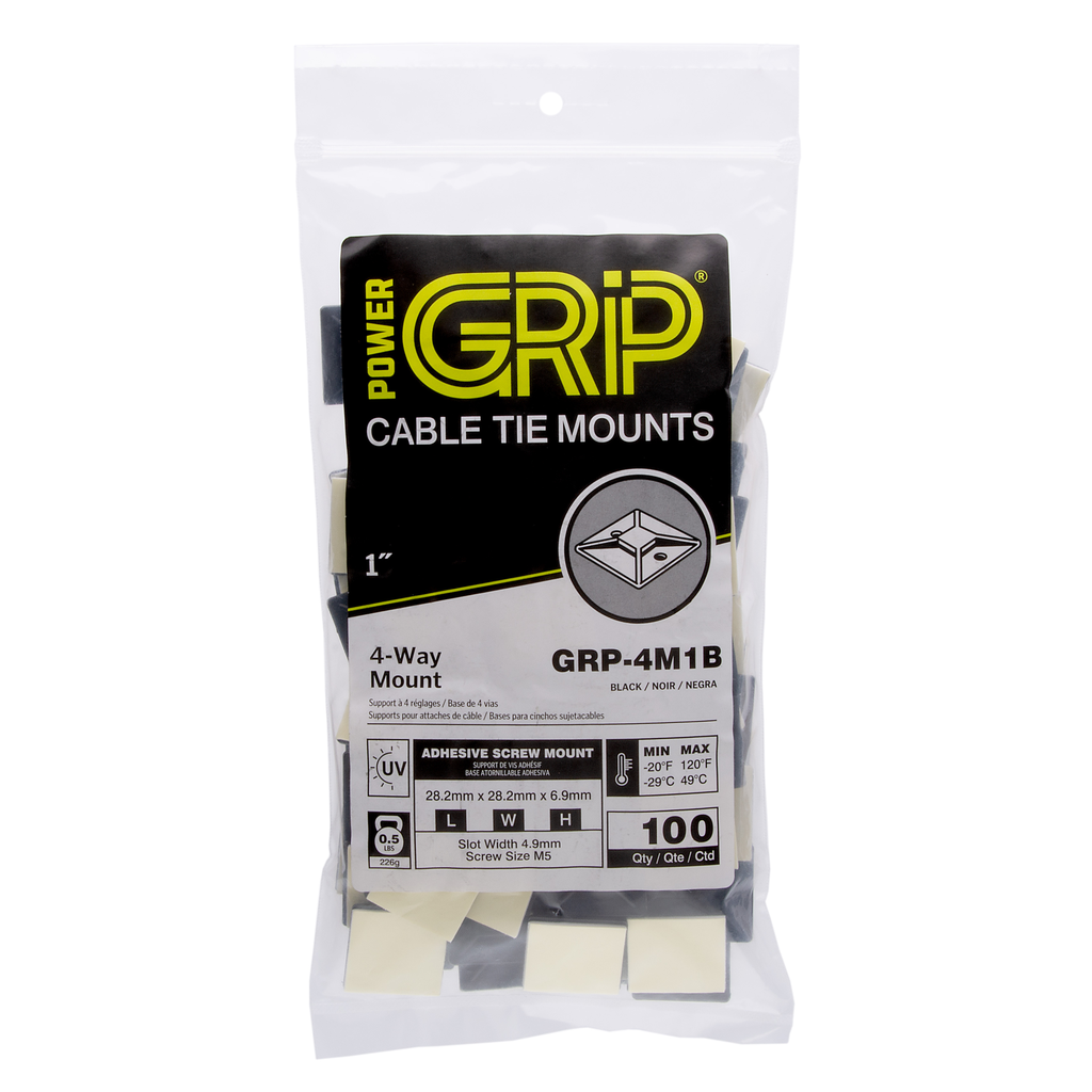 Product image for NSI GRP-4M1B Blk 4-Way Adhesive Tie