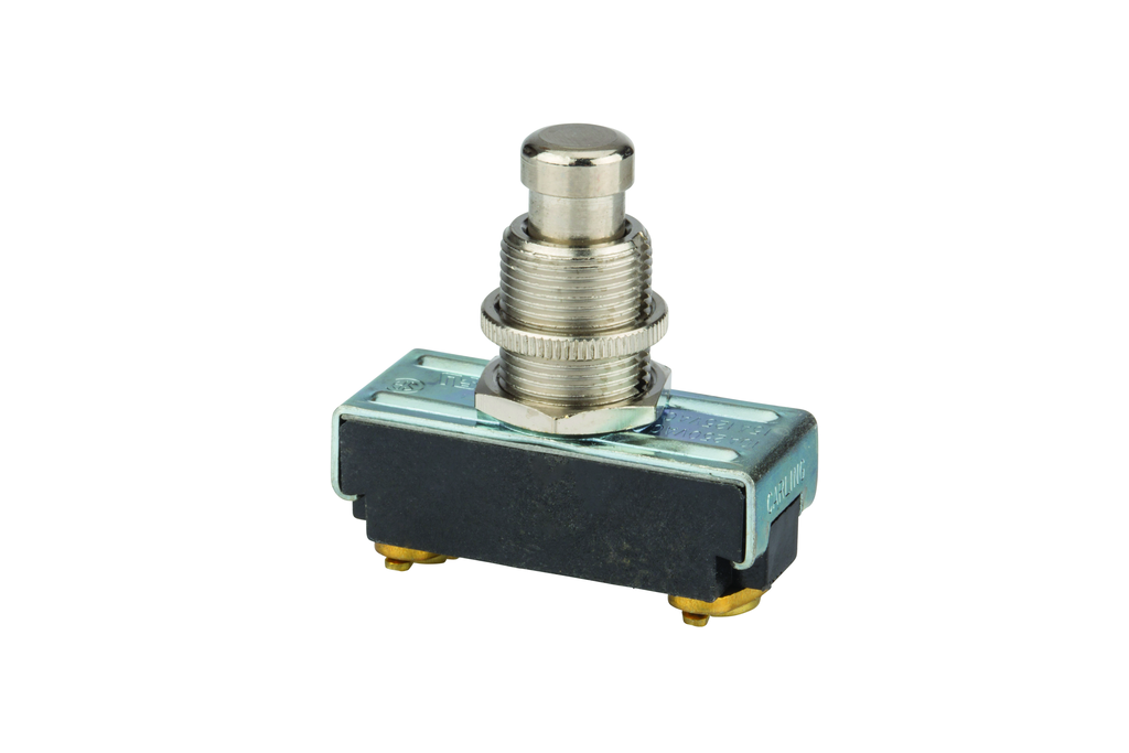 Product image for NSI 76080PS 15 Amp at 125 VAC 10 Amp at 250 VAC Brass/Nickel On SPST NC Momentary Push Button Switch