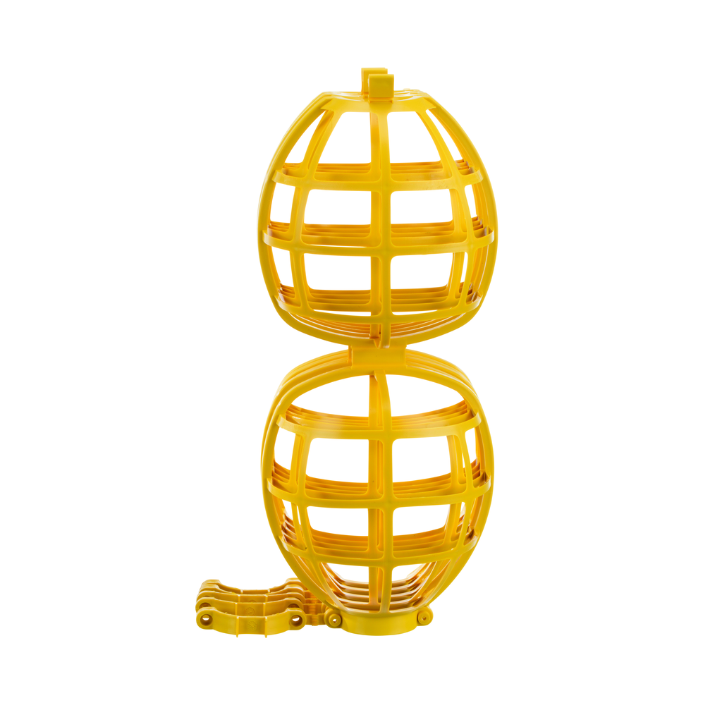 Product image for NSI SLUL100 100 Foot 200 W Yellow Cage Standard Short-Term Lighting System with Rotatable Socket and Black Light Duty Cord