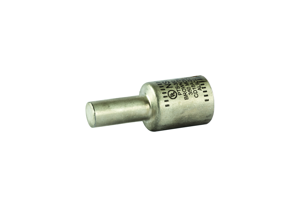Product image for NSI PTS350 350 MCM Brown Tinned Aluminum 1-Conductor Solid Pin Terminal