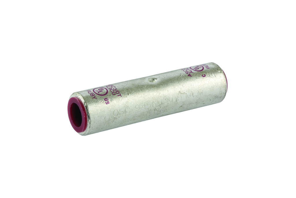 Product image for NSI ASC3/0T 3/0 AWG Ruby Tinned Aluminum Standard Barrel 2-Conductor Dual Rated Compression Splice
