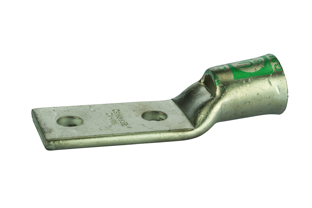 Product image for NSI GL600NB 1/2 Inch 600 MCM Green Copper Short Barrel 2-Hole Belled End Compression Lug