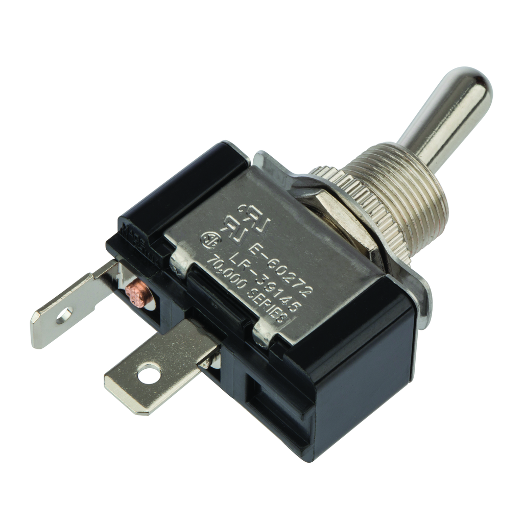 Product image for NSI 78050TQ 20 Amp at 125 VAC 10 Amp at 250 VAC Brass/Nickel On-Off SPST Maintained Bat Toggle Switch