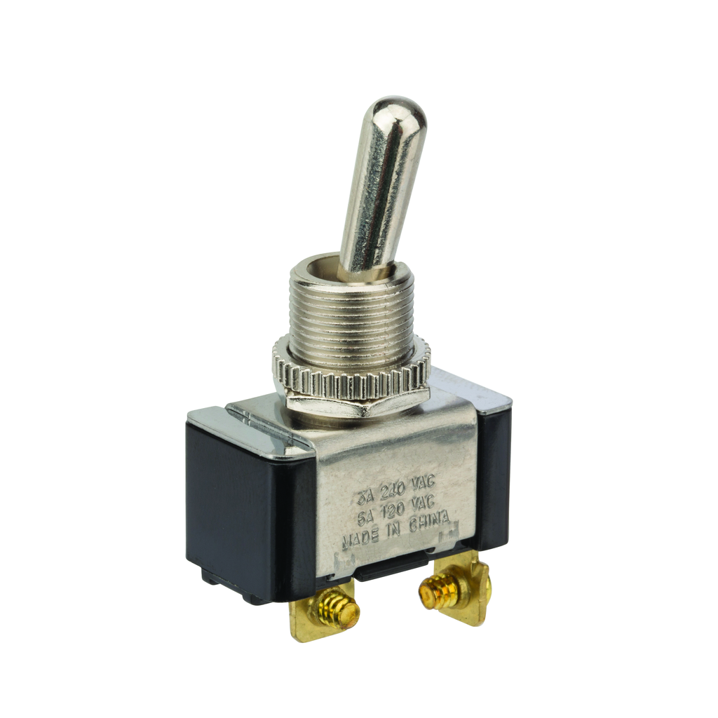 Product image for NSI 78110TS 6 Amp at 125 VAC 3 Amp at 250 VAC Brass/Nickel On-Off SPST Maintained Bat Toggle Switch
