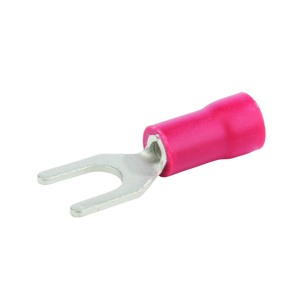 Product image for NSI S22-8V-S #8 Stud 22 to 18 AWG Red Vinyl Insulated Block Spade Terminal