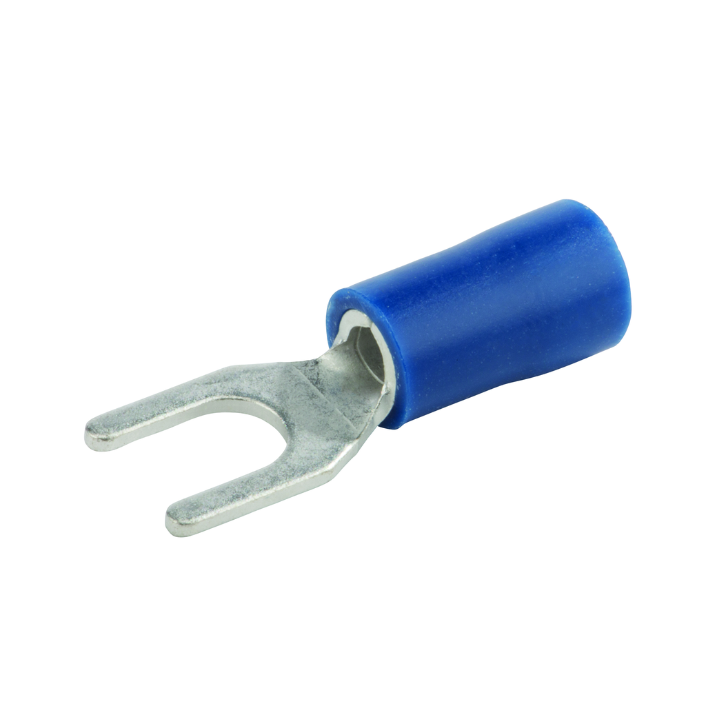 Product image for NSI S16-8V-S #8 Stud 16 to 14 AWG Blue Vinyl Insulated Block Spade Terminal