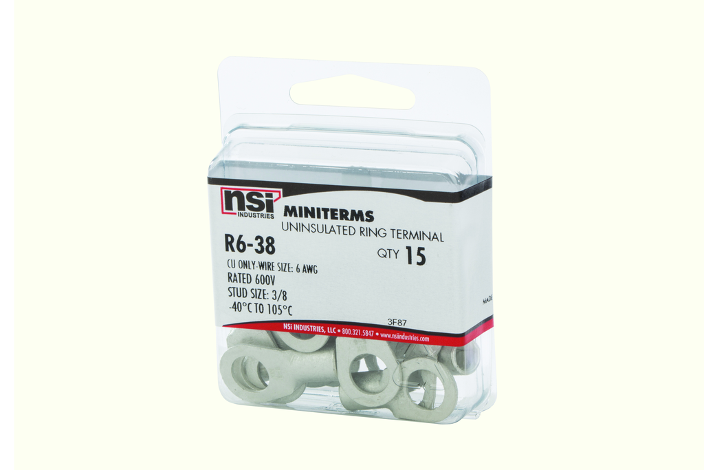 Product image for NSI R6-38 #6 Bare Ring 3/8" Stud