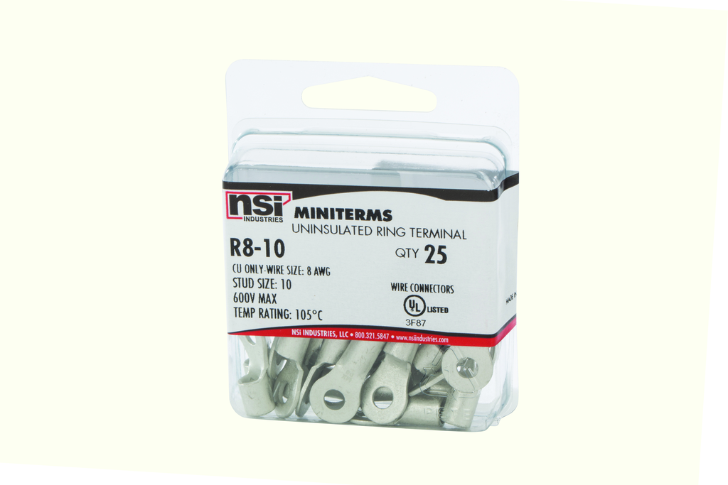 Product image for NSI R8-10 #8 Bare Ring #10 Stud