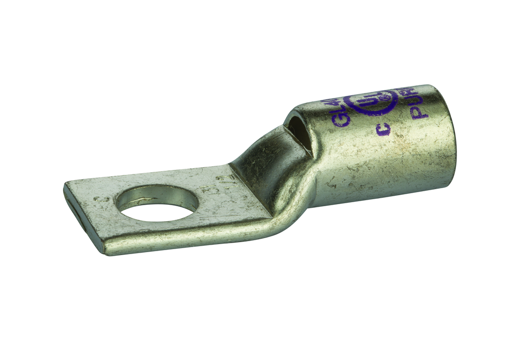 Product image for NSI GL4048 1/2 Inch 4/0 AWG Purple Copper Short Barrel 1-Hole Compression Lug