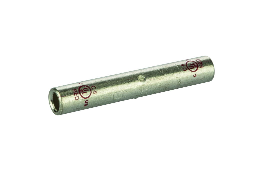 Product image for NSI C-8 8 AWG Red Tinned Copper Long Barrel 2-Conductor Compression Splice