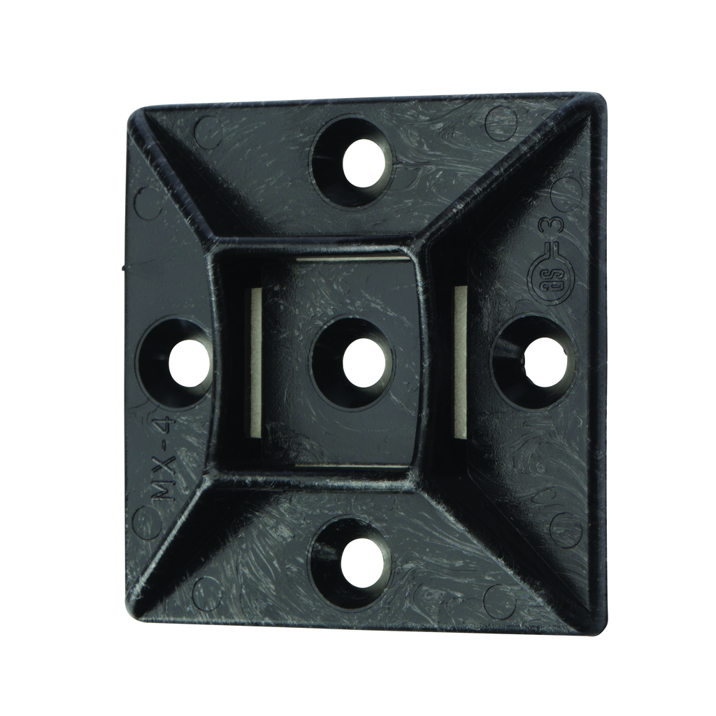 Product image for NSI FTH5A-B 0.75 x 0.75 x 0.14 Inch 0.14 Inch Slot Black Nylon Adhesive Cable Tie Mount