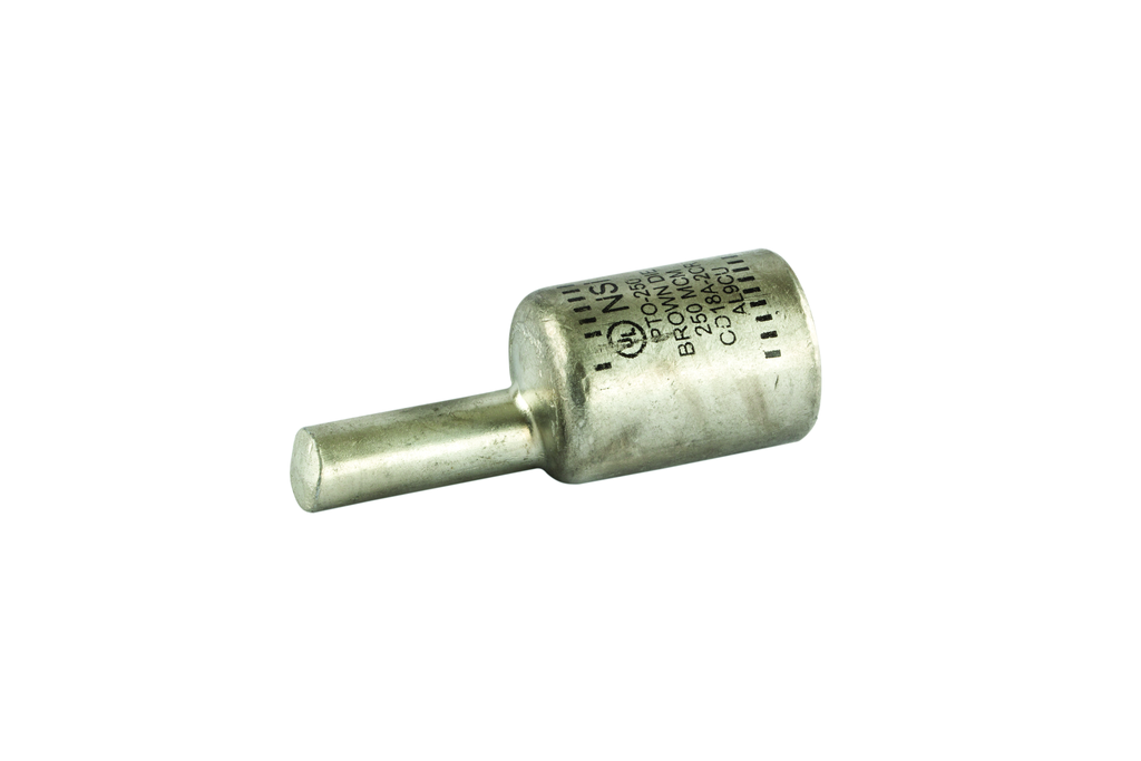 Product image for NSI PTO-250 250 MCM Brown Tinned Aluminum 1-Conductor Offset Pin Terminal