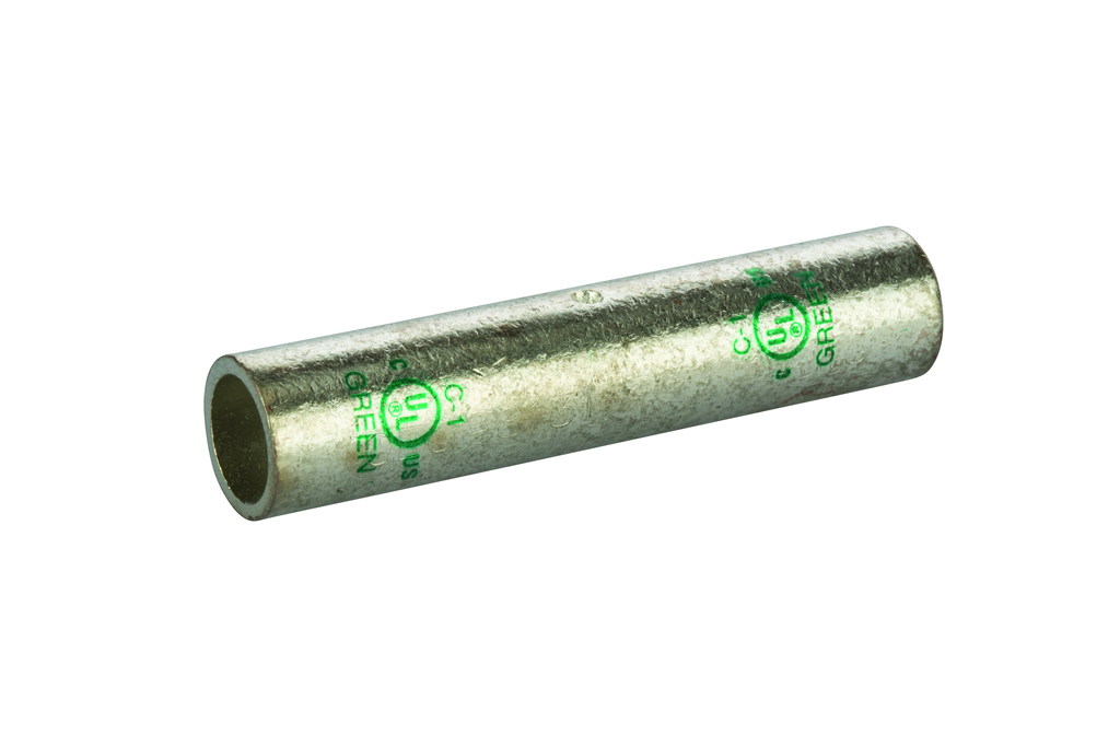 Product image for NSI C-1 1 AWG Green Tinned Copper Long Barrel 2-Conductor Compression Splice