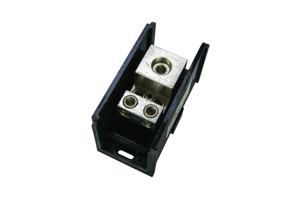 Product image for NSI AL-R1-M4 4 AWG to 500 MCM Line 6 to 4/0 AWG Load 5-Terminal Black Aluminum Single Primary Power Distribution Block