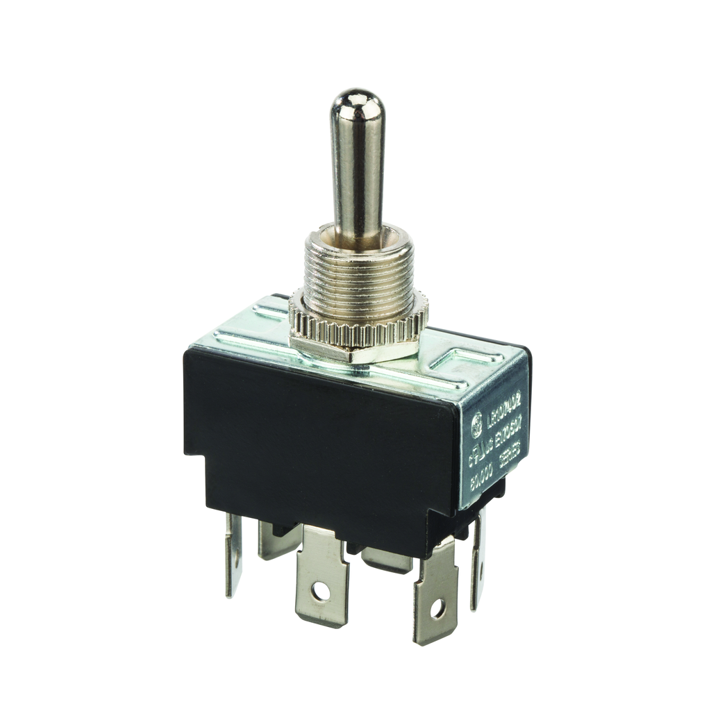 Product image for NSI 78100TQ 15 Amp at 125 VAC 10 Amp at 250 VAC Brass/Nickel On-Off-On DPST Maintained Multiple Pole Bat Toggle Switch
