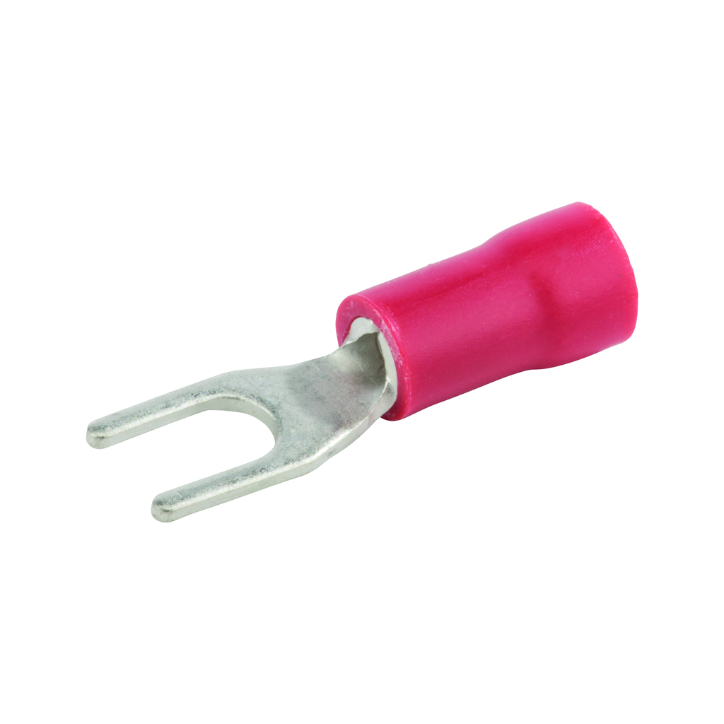 Product image for NSI S22-6V-S #6 Stud 22 to 18 AWG Red Vinyl Insulated Block Spade Terminal