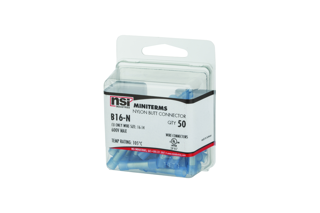 Product image for NSI B16-N 16-14 Nylon Butt Splice