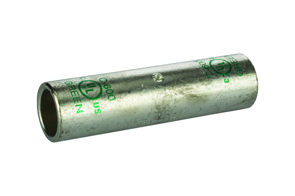 Product image for NSI C-600 600 MCM Green Tinned Copper Long Barrel 2-Conductor Compression Splice